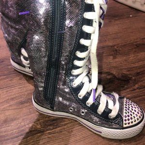 Skechers Purple Sequin Knee High Sneakers